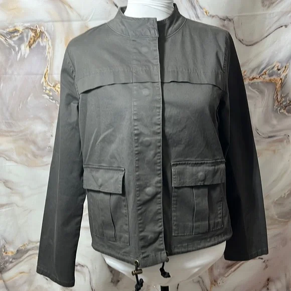 Sanctuary Los Angeles Charcoal Gray Lightweight Jacket with Pockets Button Up S - Picture 1 of 13